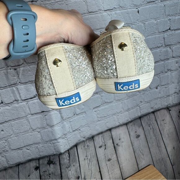 Keds Kate Spade metallic chunky glitter sparkly lace up sneakers size 8W - Picture 7 of 10